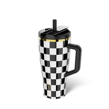 Era Flip 30oz | Black & White Checker - Versatile Wine-Sip