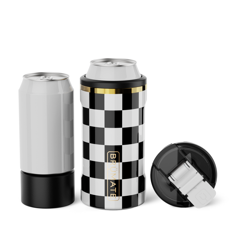 Hopsulator Trio V2 | Black & White Checker | 12/16oz Standard Cans - Morning Storage