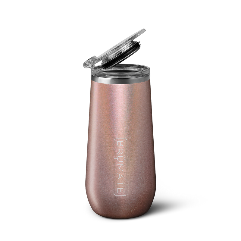 Champagne Flute | Glitter Rose Gold | 12oz - Portable Hydration